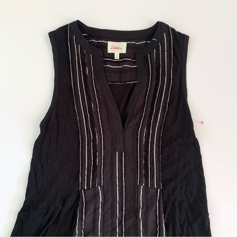 Anthropologie Deletta Shimmering Eve Black Tunic Blouse Size Medium - Picture 5 of 13
